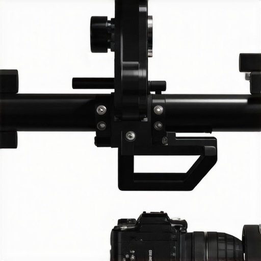 Futuristic AI-Enhanced Camera Rig High-tech camera rig with AI stabilization and modular design for professional videography