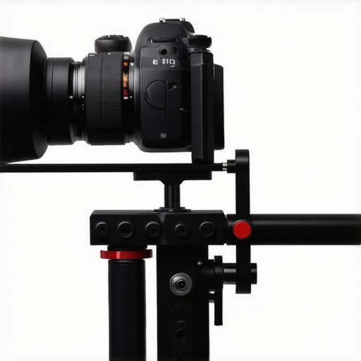 Optimized Camera Rig Setup Professional filmmaker's camera rig with accessories arranged for balance and efficiency.